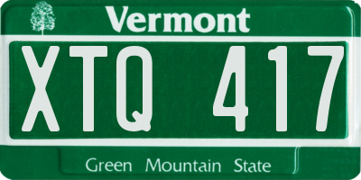 VT license plate XTQ417