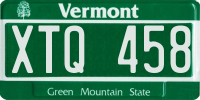 VT license plate XTQ458
