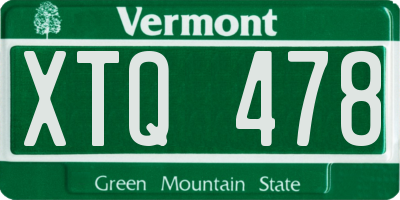 VT license plate XTQ478