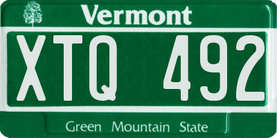 VT license plate XTQ492