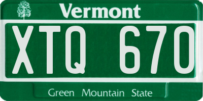 VT license plate XTQ670