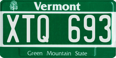 VT license plate XTQ693