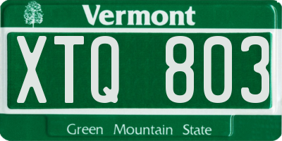 VT license plate XTQ803