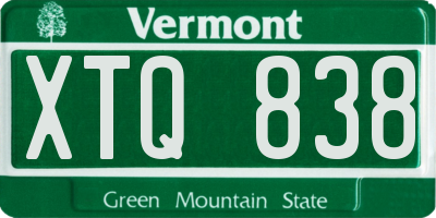 VT license plate XTQ838