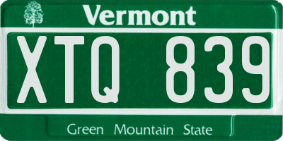 VT license plate XTQ839
