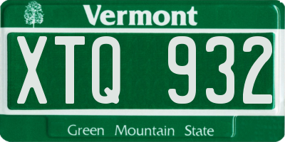 VT license plate XTQ932