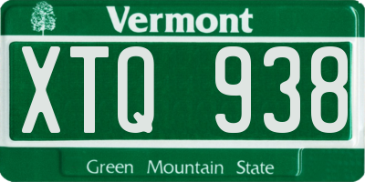 VT license plate XTQ938