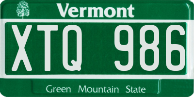 VT license plate XTQ986
