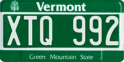 VT license plate XTQ992