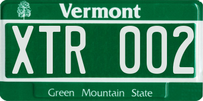 VT license plate XTR002