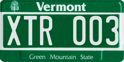 VT license plate XTR003