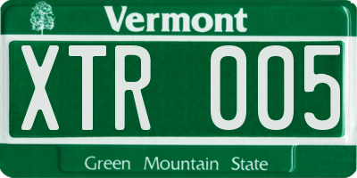 VT license plate XTR005