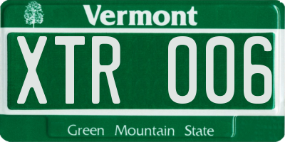 VT license plate XTR006