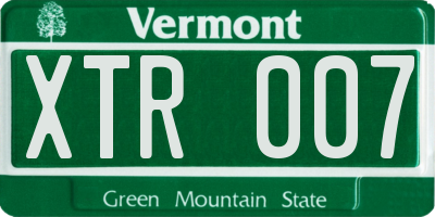 VT license plate XTR007