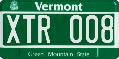 VT license plate XTR008