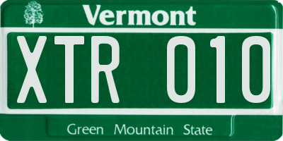 VT license plate XTR010
