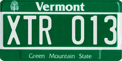 VT license plate XTR013