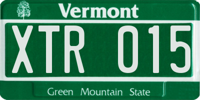 VT license plate XTR015