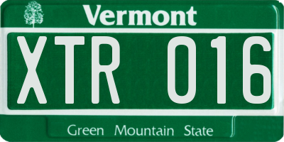 VT license plate XTR016