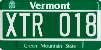 VT license plate XTR018