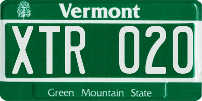VT license plate XTR020