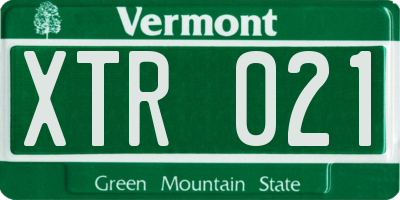 VT license plate XTR021