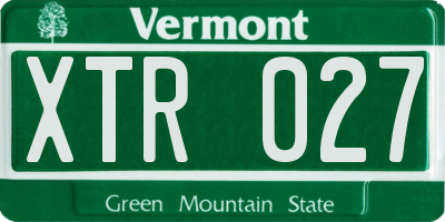 VT license plate XTR027
