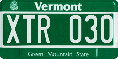 VT license plate XTR030