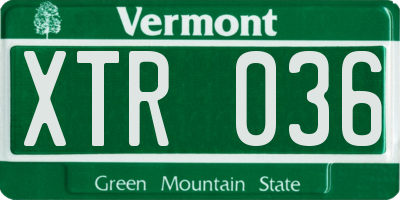 VT license plate XTR036