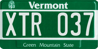 VT license plate XTR037