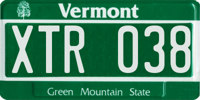 VT license plate XTR038