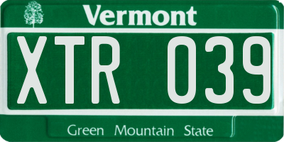 VT license plate XTR039