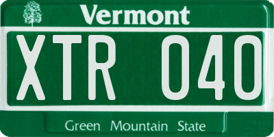 VT license plate XTR040