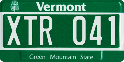 VT license plate XTR041