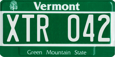 VT license plate XTR042