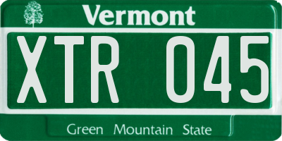 VT license plate XTR045