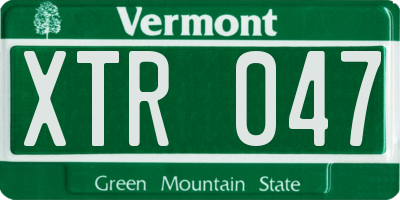 VT license plate XTR047