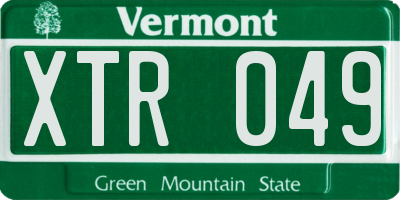 VT license plate XTR049