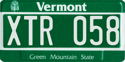 VT license plate XTR058