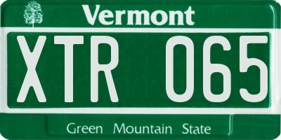 VT license plate XTR065