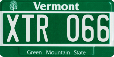 VT license plate XTR066