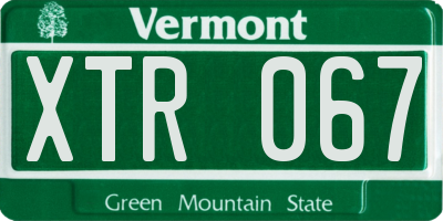 VT license plate XTR067
