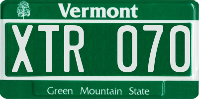 VT license plate XTR070