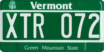 VT license plate XTR072