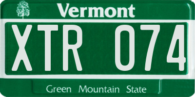 VT license plate XTR074
