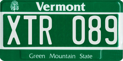VT license plate XTR089