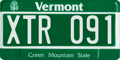 VT license plate XTR091