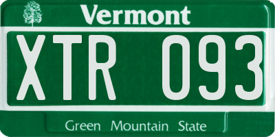 VT license plate XTR093