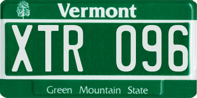 VT license plate XTR096