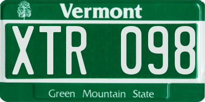 VT license plate XTR098